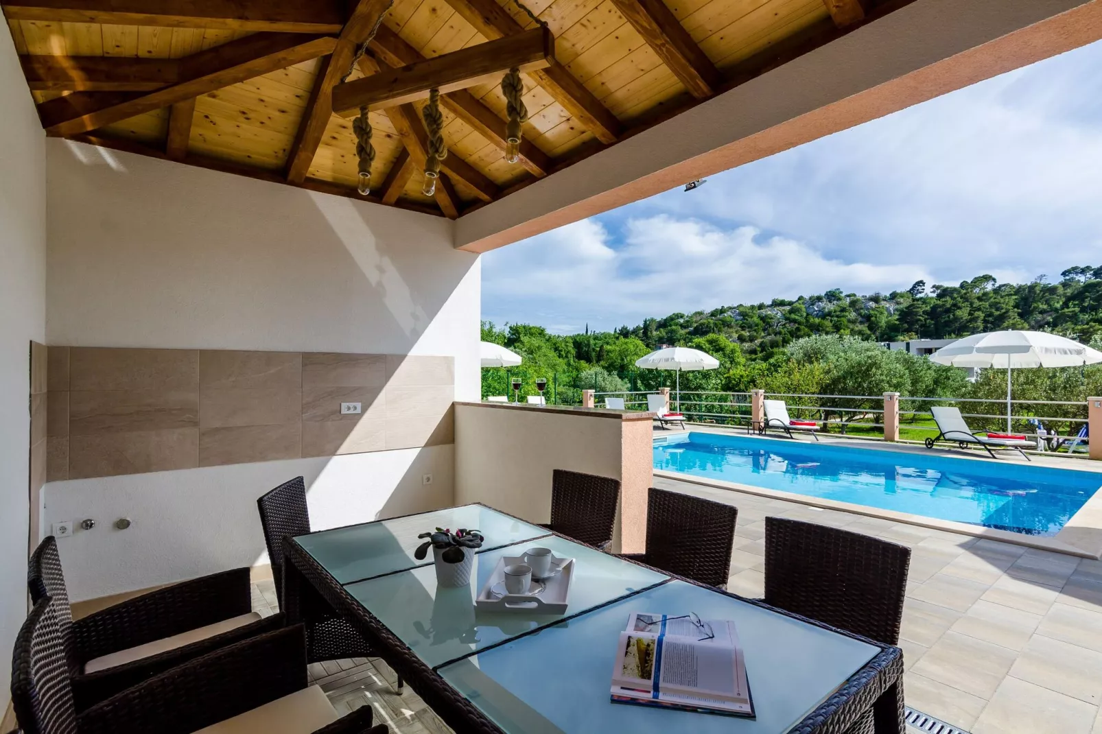 Apartments Mali Paradiso - Studio Apartment with Pool View(A1)-Terrace