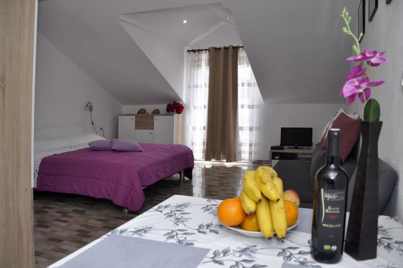 Apartment Danijela Mljet - Studio Apartment with Balcony and Sea View-Living room