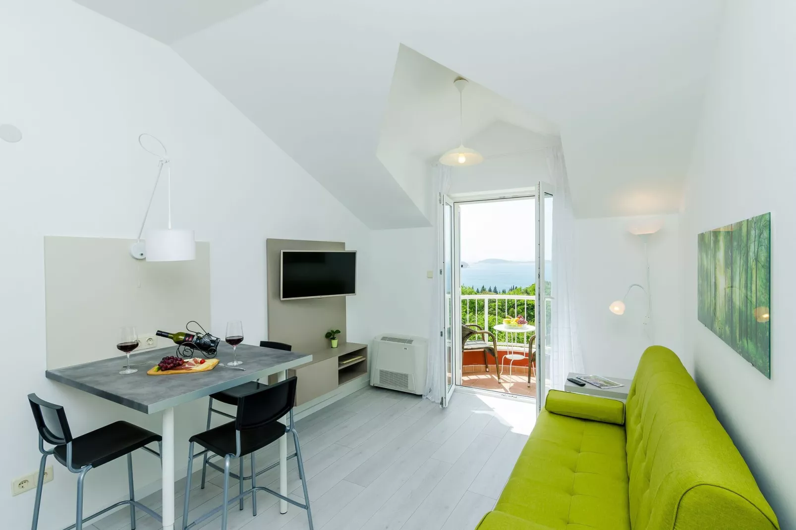 Villa Panorama Dubrovnik (A3) - Comfort One Bedroom Apartment with Balcony and sea View-Living room