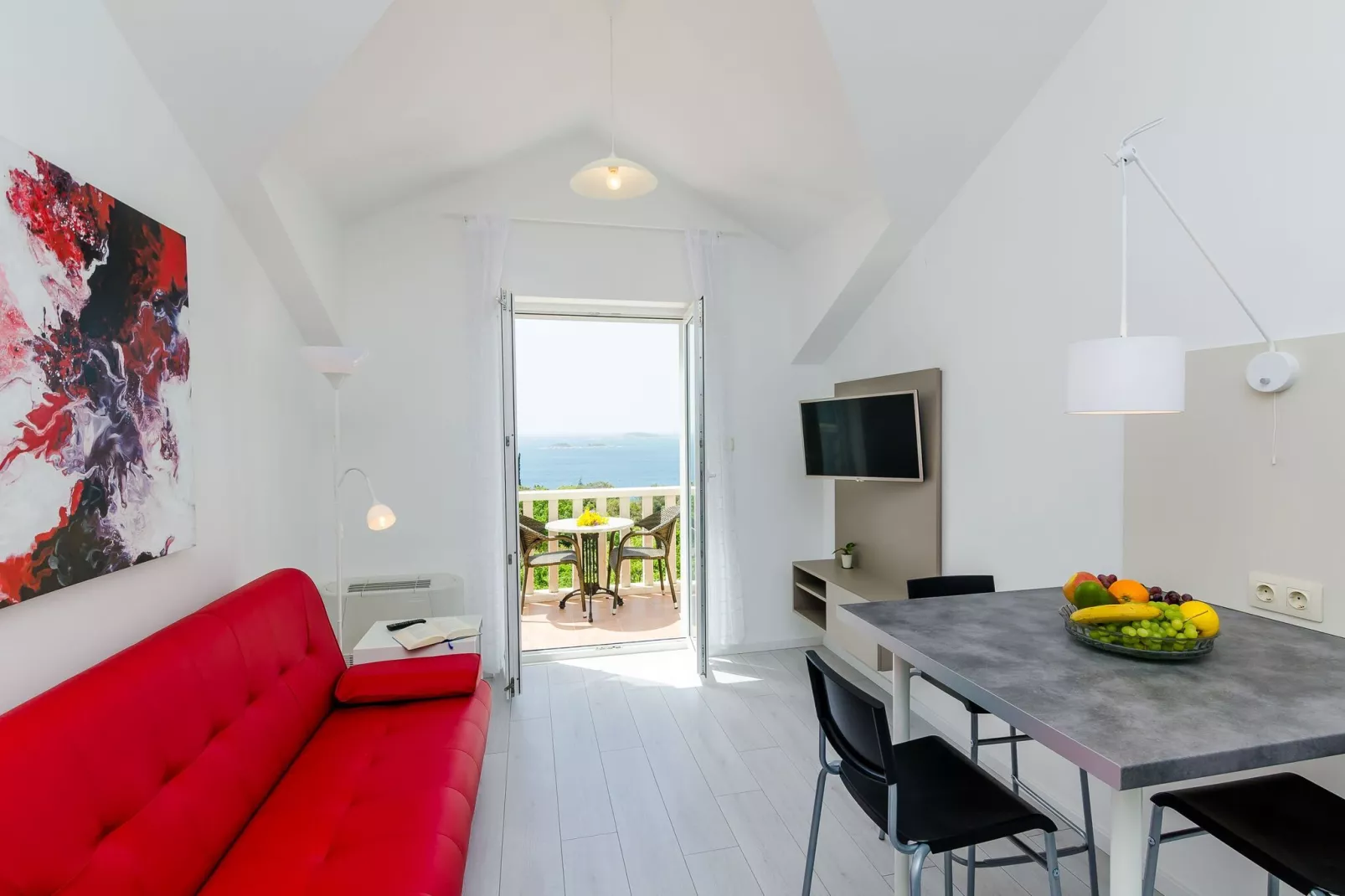 Villa Panorama Dubrovnik (A4) - Premium One Bedroom Apartment with Terrace and sea View-Living room