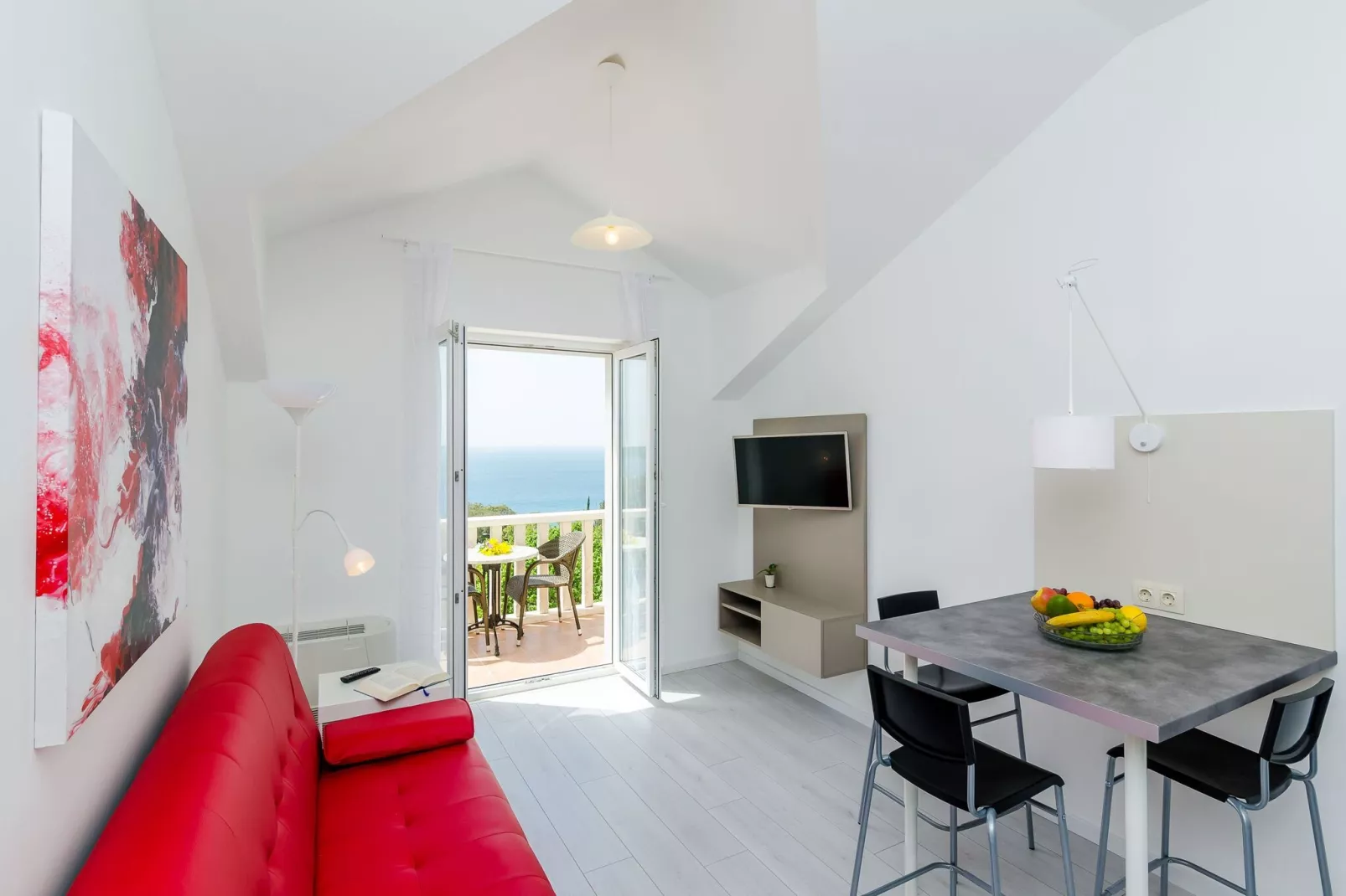 Villa Panorama Dubrovnik (A4) - Premium One Bedroom Apartment with Terrace and sea View-Living room