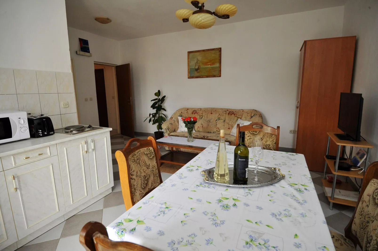 Apartments Sea Star (Mlini) - One Bedroom Apartment with Balcony (A2)-Cuisine