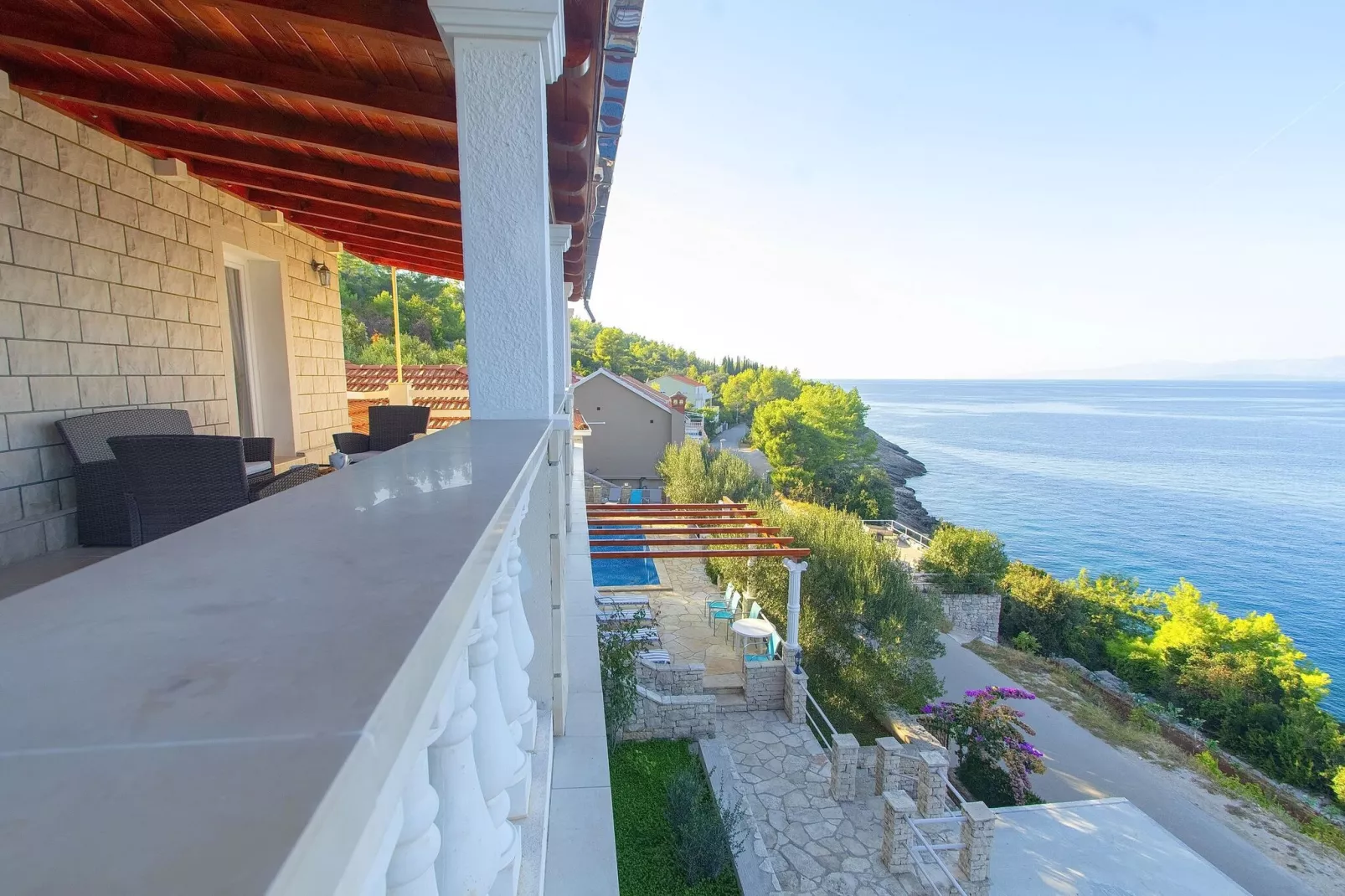 House Green Side Sunset- Four Bedroom House with Pool and Sea View-Terrasse