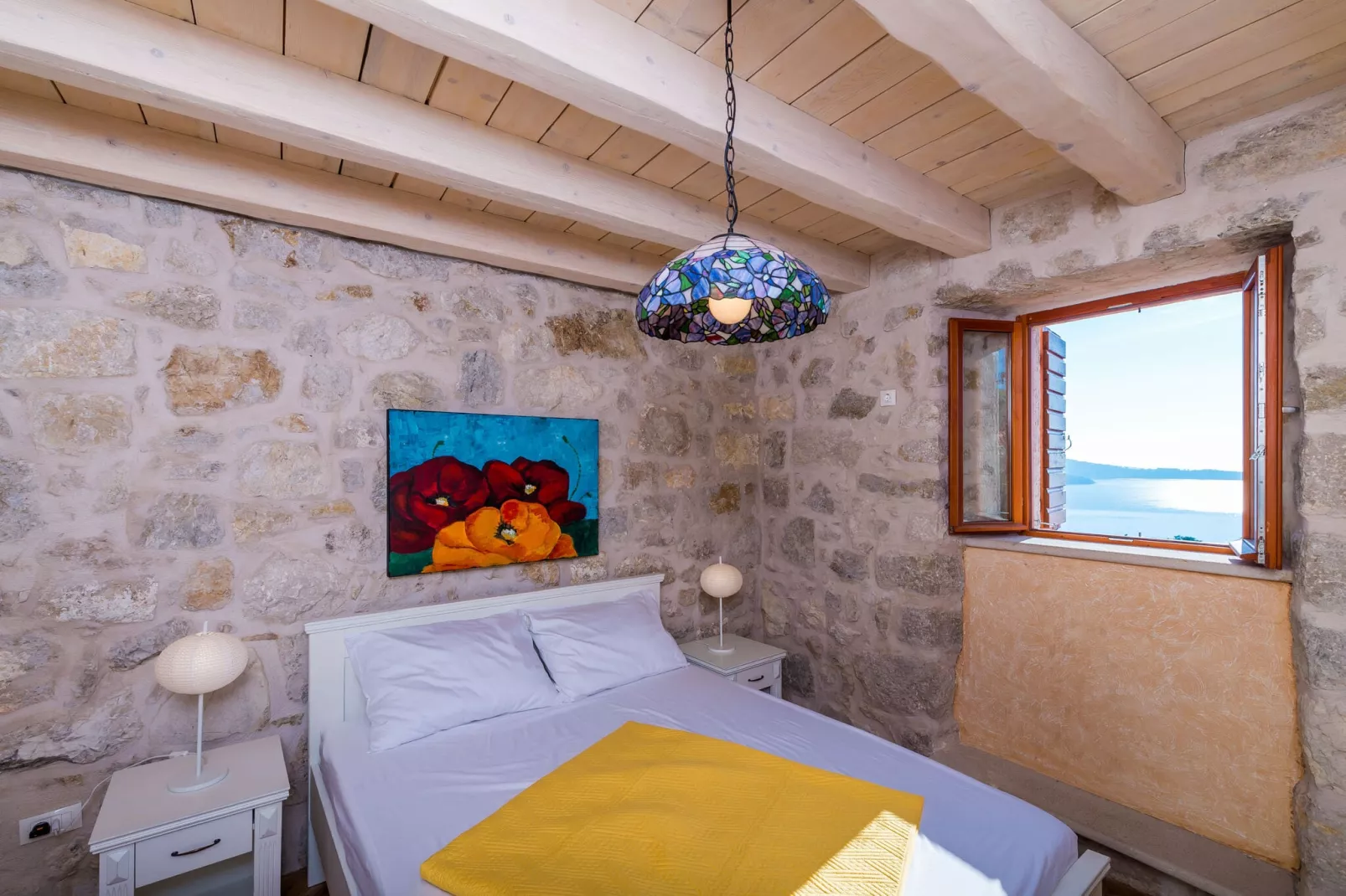 Villa Kanada - Two-Bedroom House with Terrace and Sea View-Bedroom