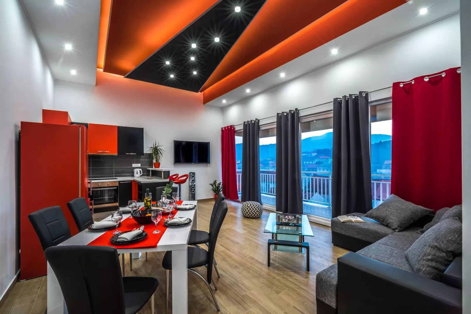 Apartments Sunshine Home - Two Bedroom Apartment with Balcony and Sea View-Living room