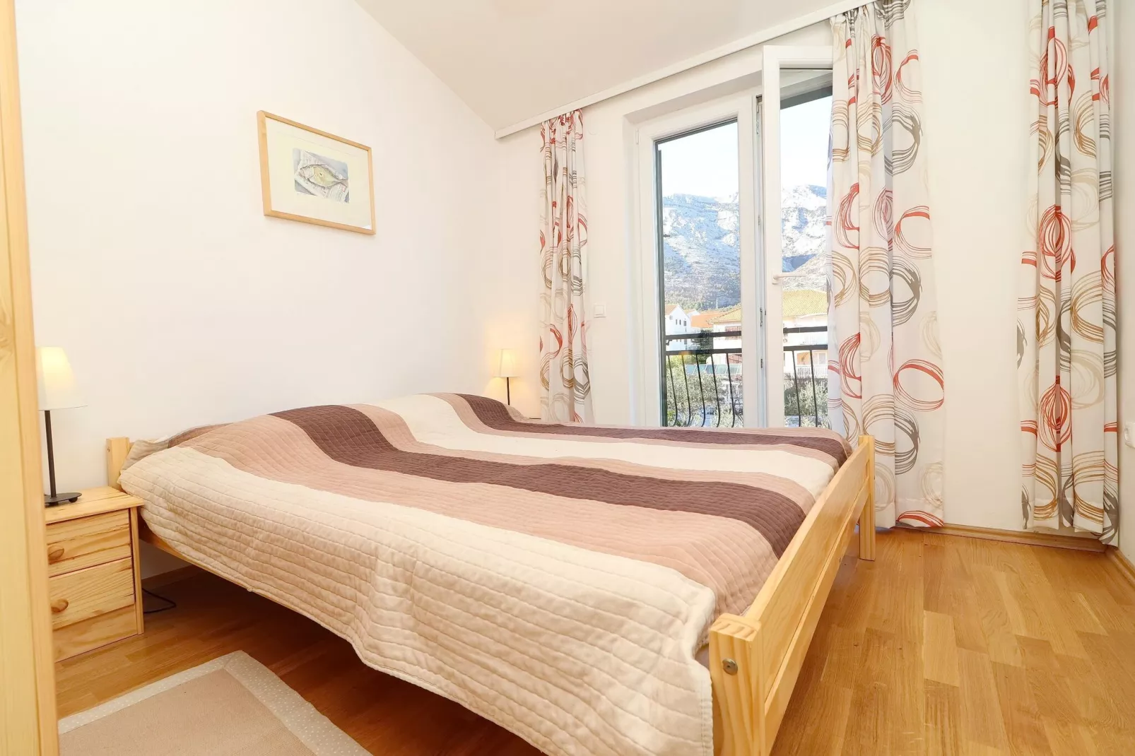 Apartments Trstenica-Standard Two Bedroom Apartment with Balcony and Sea View ( H )-Bedroom