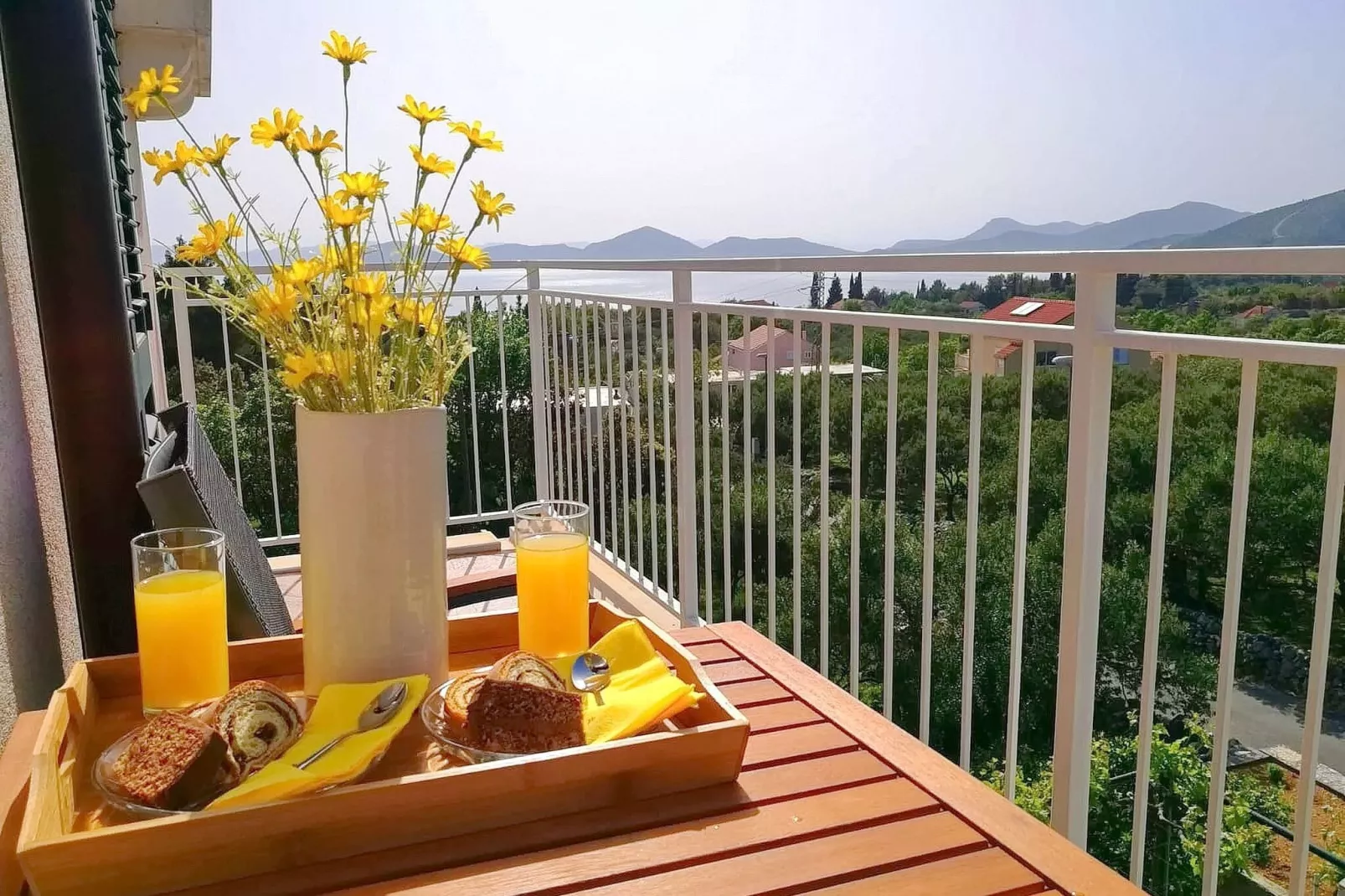 Apartments Kola - Two Bedroom Apartment with Balcony and Sea View (2)-Terrace balcony