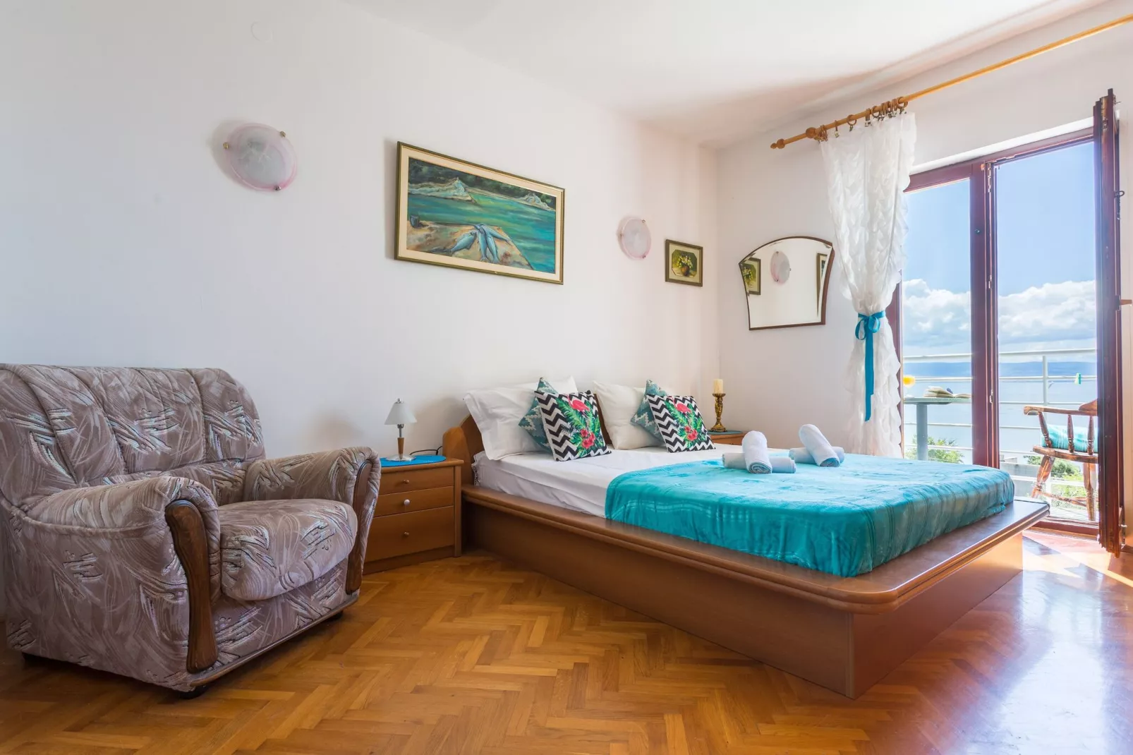 Apartments Sunrise ( Duilovo ) -Three Bedroom Apartment with Sea View  Terrace-Schlafzimmer