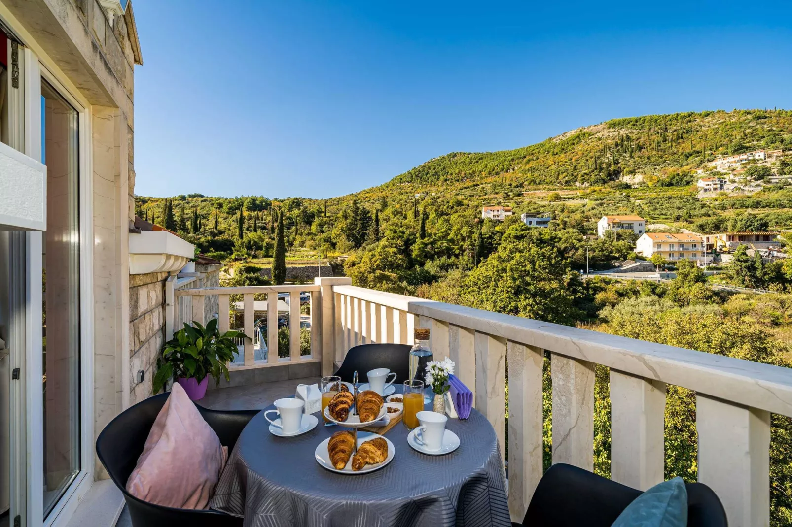 Apartments Vodnica- Comfort One Bedroom Apartment with Balcony and Partial Sea View A1-Terrace balcony