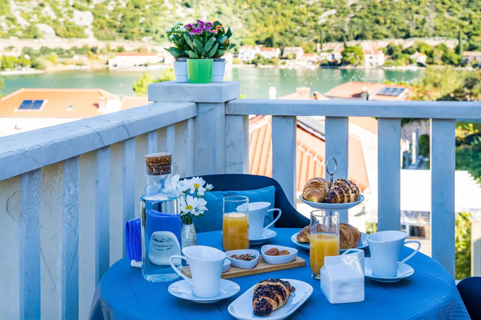 Apartments Vodnica- Comfort One Bedroom Apartment with Balcony and Partial Sea View A1-Terrace balcony