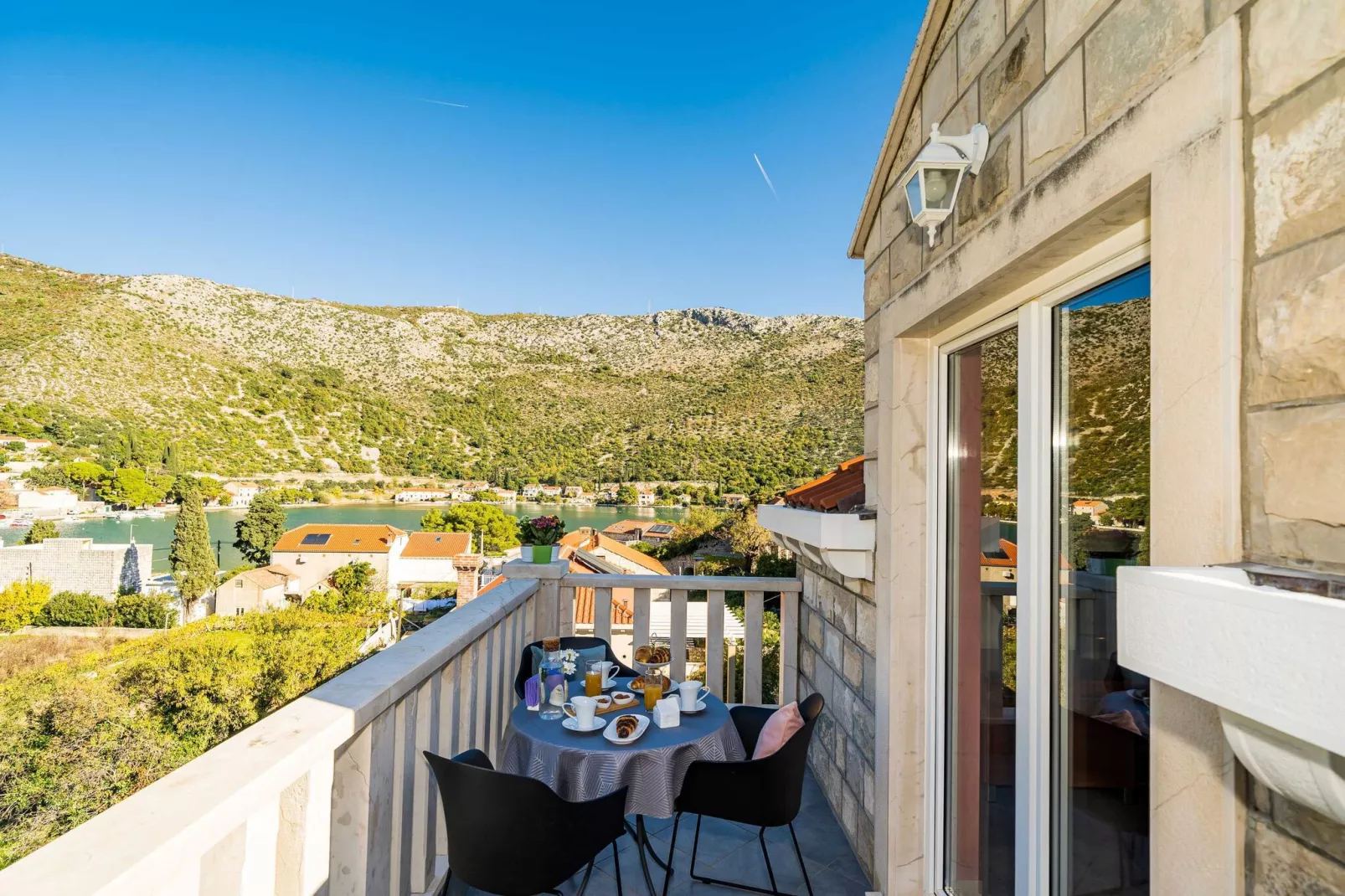 Apartments Vodnica- Comfort One Bedroom Apartment with Balcony and Partial Sea View A1-Terrace balcony