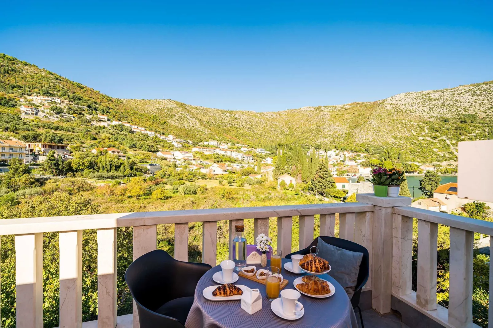 Apartments Vodnica- Comfort One Bedroom Apartment with Balcony and Partial Sea View A1-Terrace balcony