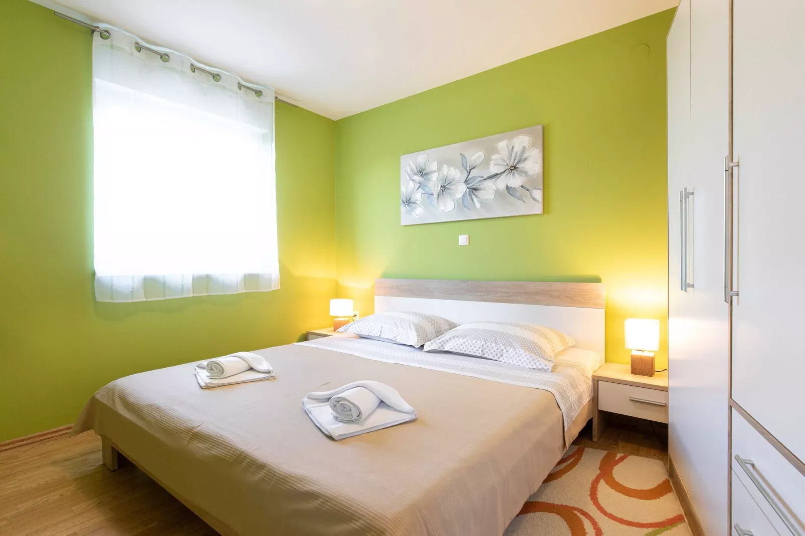 Apartment Salvagno - Two Bedroom Apartment with Balcony and Sea View-Bedroom