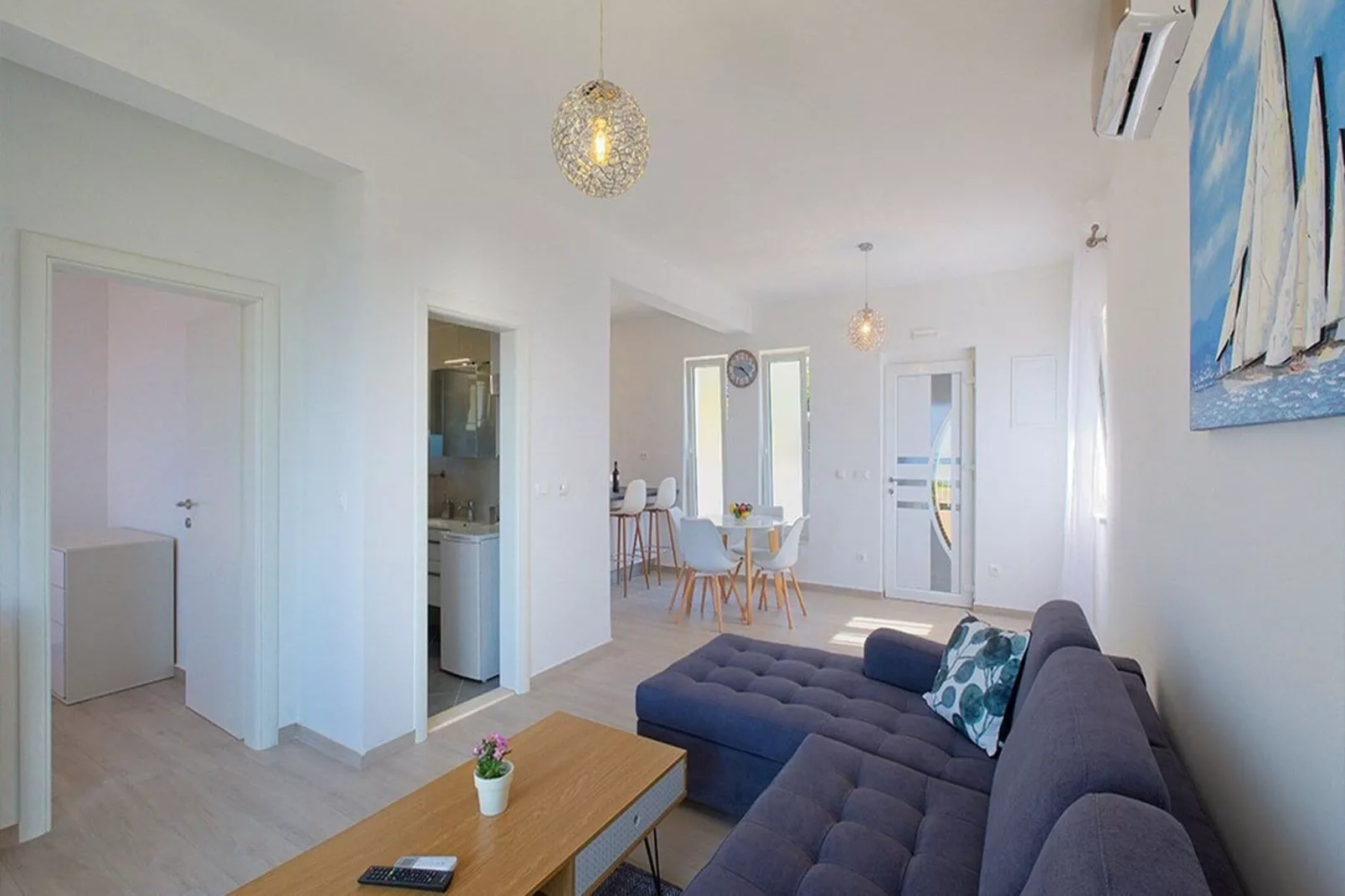 Apartments Grljević - One Bedroom Apartment with Balcony and Sea View (A4)-Living room