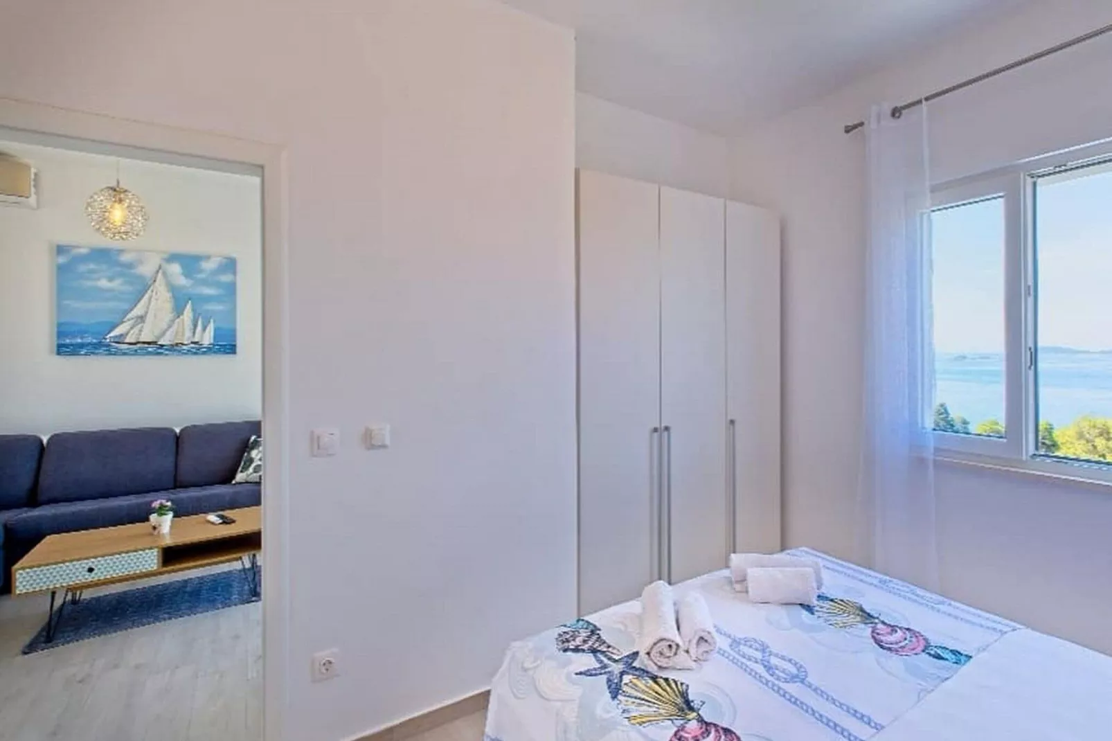 Apartments Grljević - One Bedroom Apartment with Balcony and Sea View (A4)-Bedroom