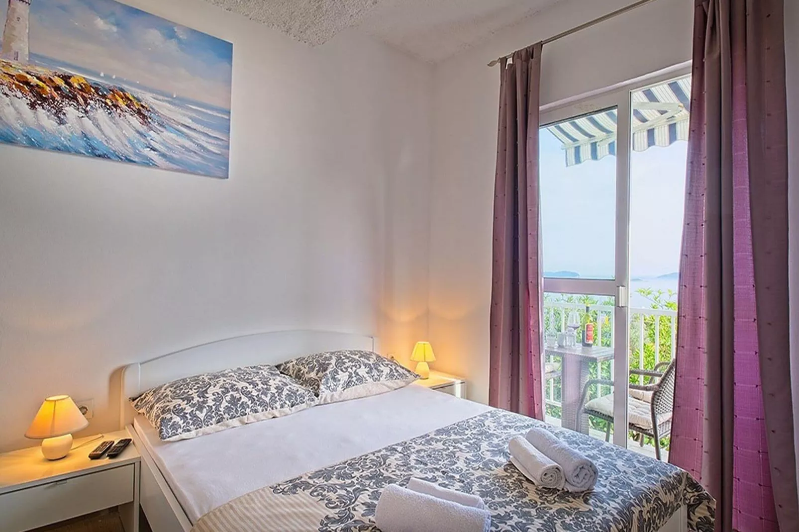 Apartments Grljević - Studio Apartment with Balcony and Sea View (A3)-Bedroom