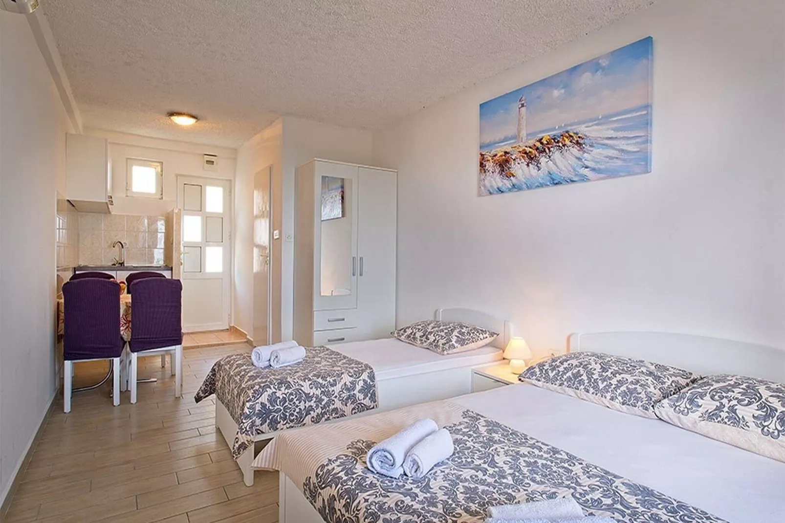 Apartments Grljević - Studio Apartment with Balcony and Sea View (A3)-Bedroom