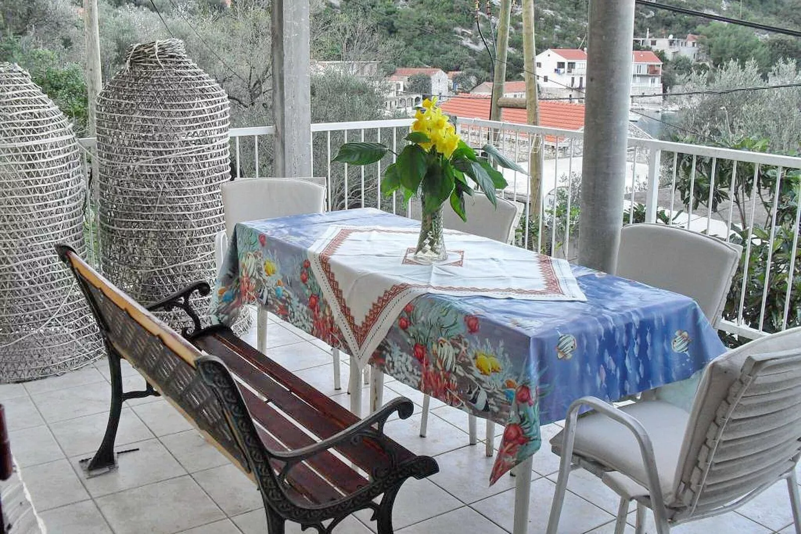 Apartment Bella Vista (Poša) -Three Bedroom Apartment with Balcony and Sea View (A6)-Terrace