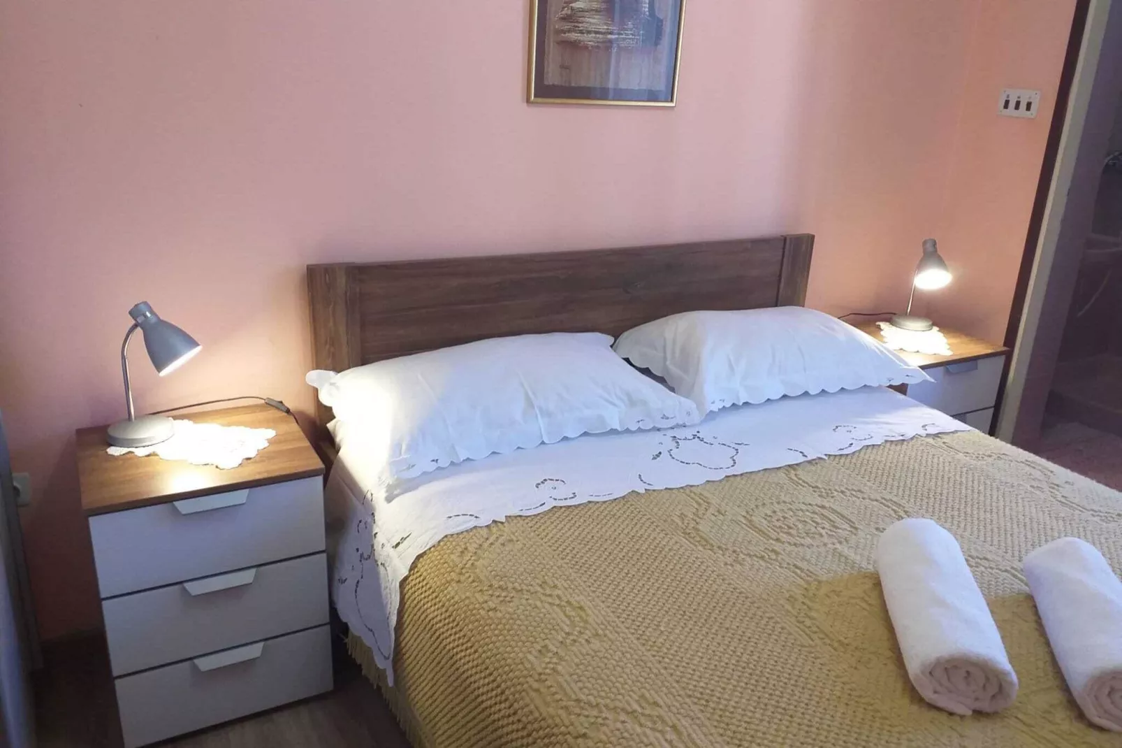 Apartments Nives - Three Bedroom Apartment with Balcony and Sea View (Kat)-Bedroom