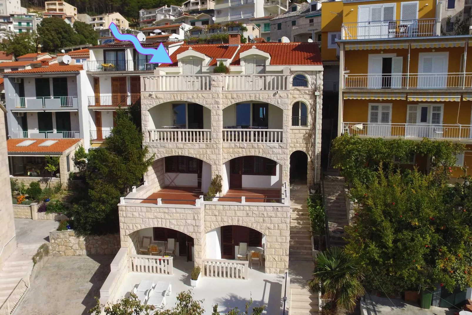 Apartments & Room Vesna - Superior Studio Apartment with Terrace and Sea View (Apartment 4)-Outdoor