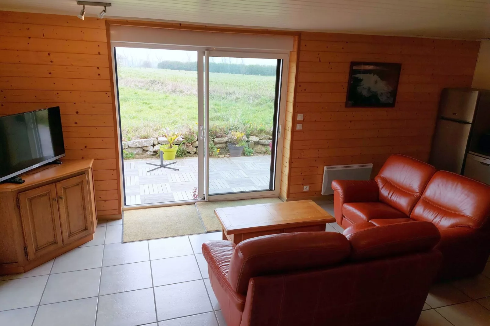 Ferienhaus mit teils Meerblick Cléder-Wohnzimmer