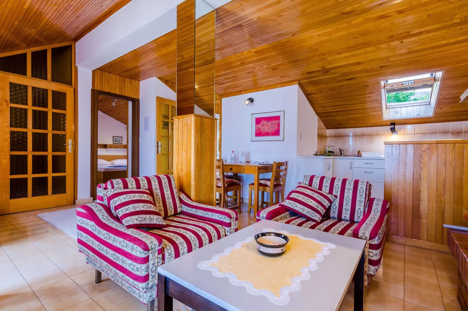 Apartment and Room Cicko - One Bedroom Apartment with Terrace and Sea View (Attic)-Living room