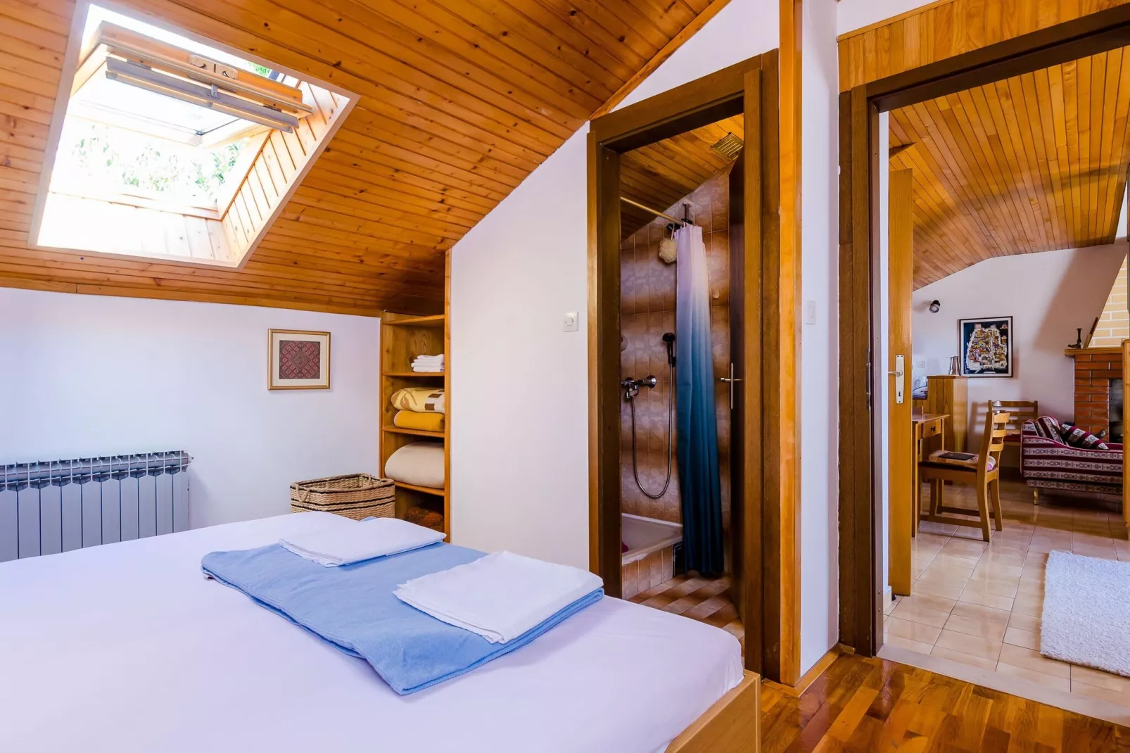 Apartment and Room Cicko - One Bedroom Apartment with Terrace and Sea View (Attic)-Bedroom