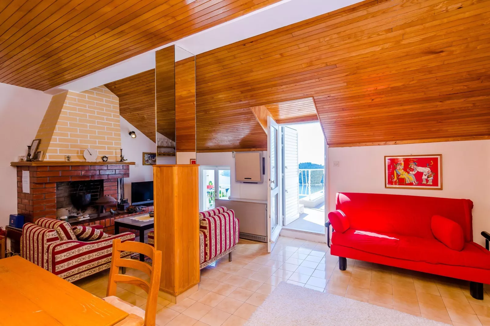 Apartment and Room Cicko - One Bedroom Apartment with Terrace and Sea View (Attic)-Indoor