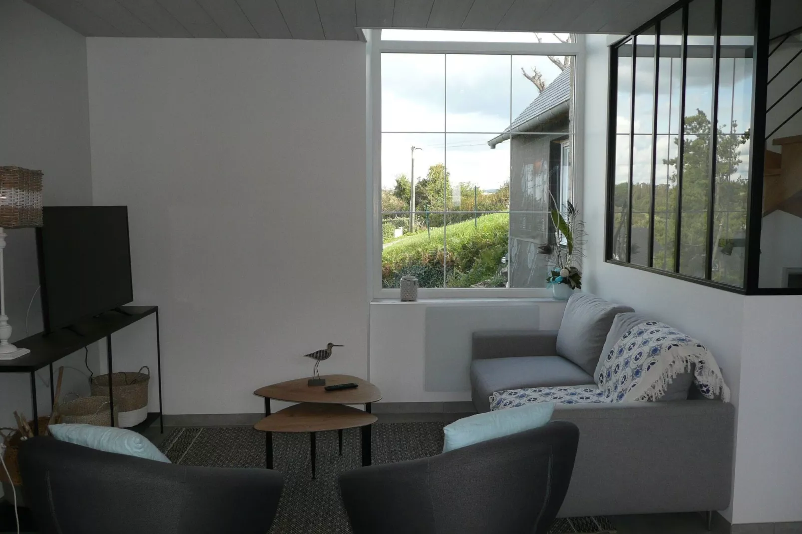 Ferienhaus mit Panorama-Meerblick Plonévez-Porzay-Wohnzimmer