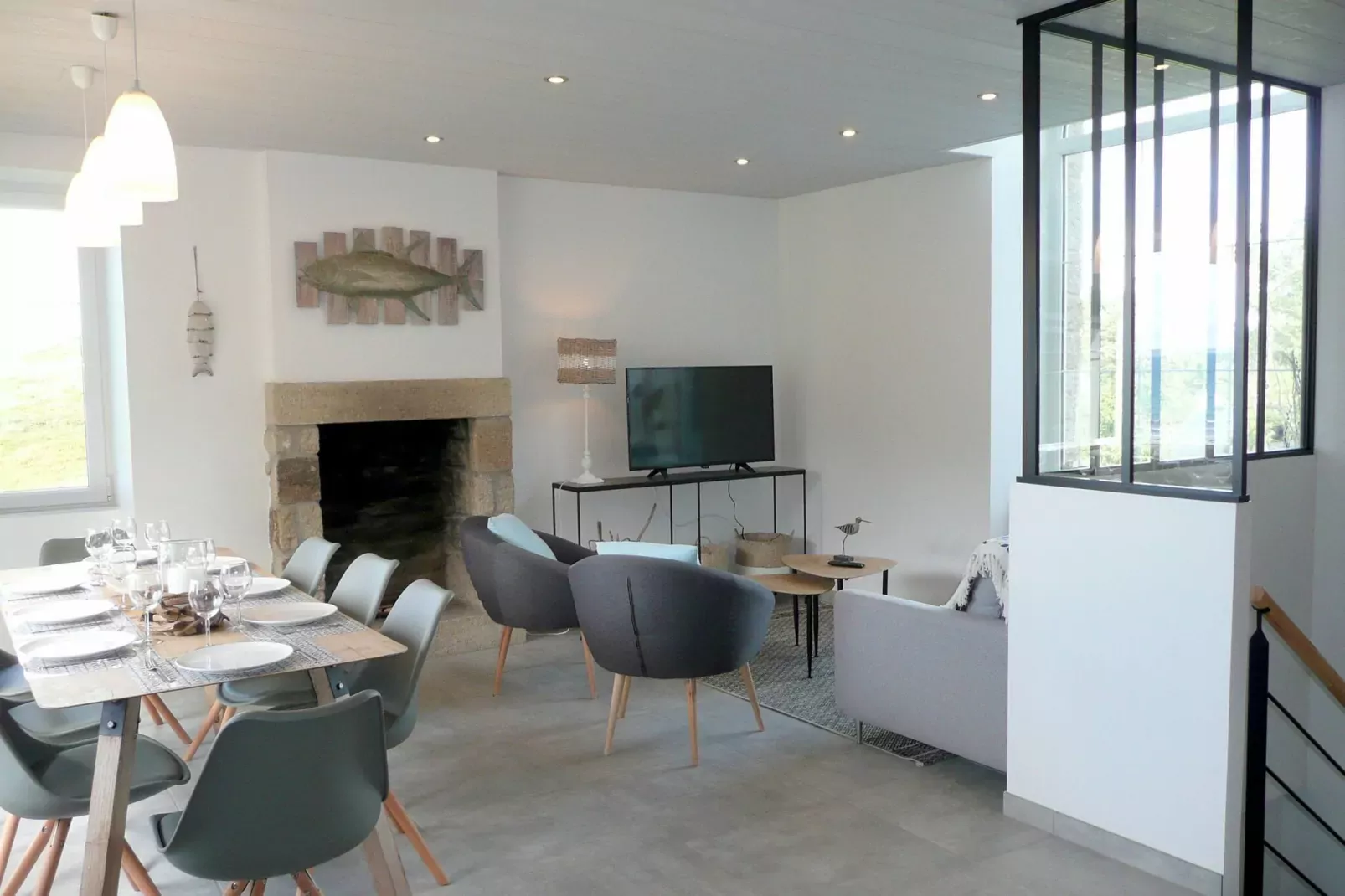 Ferienhaus mit Panorama-Meerblick Plonévez-Porzay-Wohnzimmer