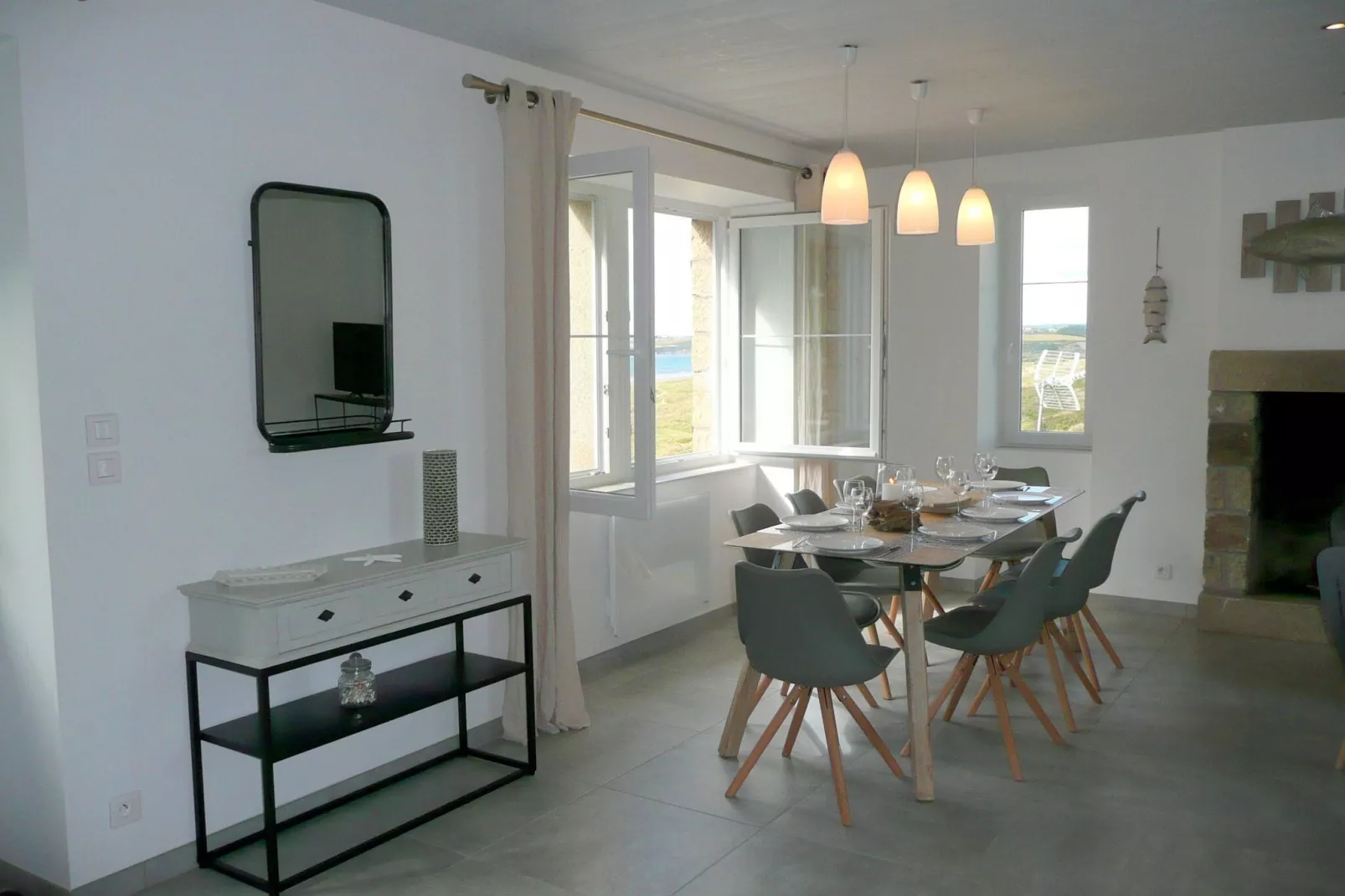 Ferienhaus mit Panorama-Meerblick Plonévez-Porzay-Esszimmer