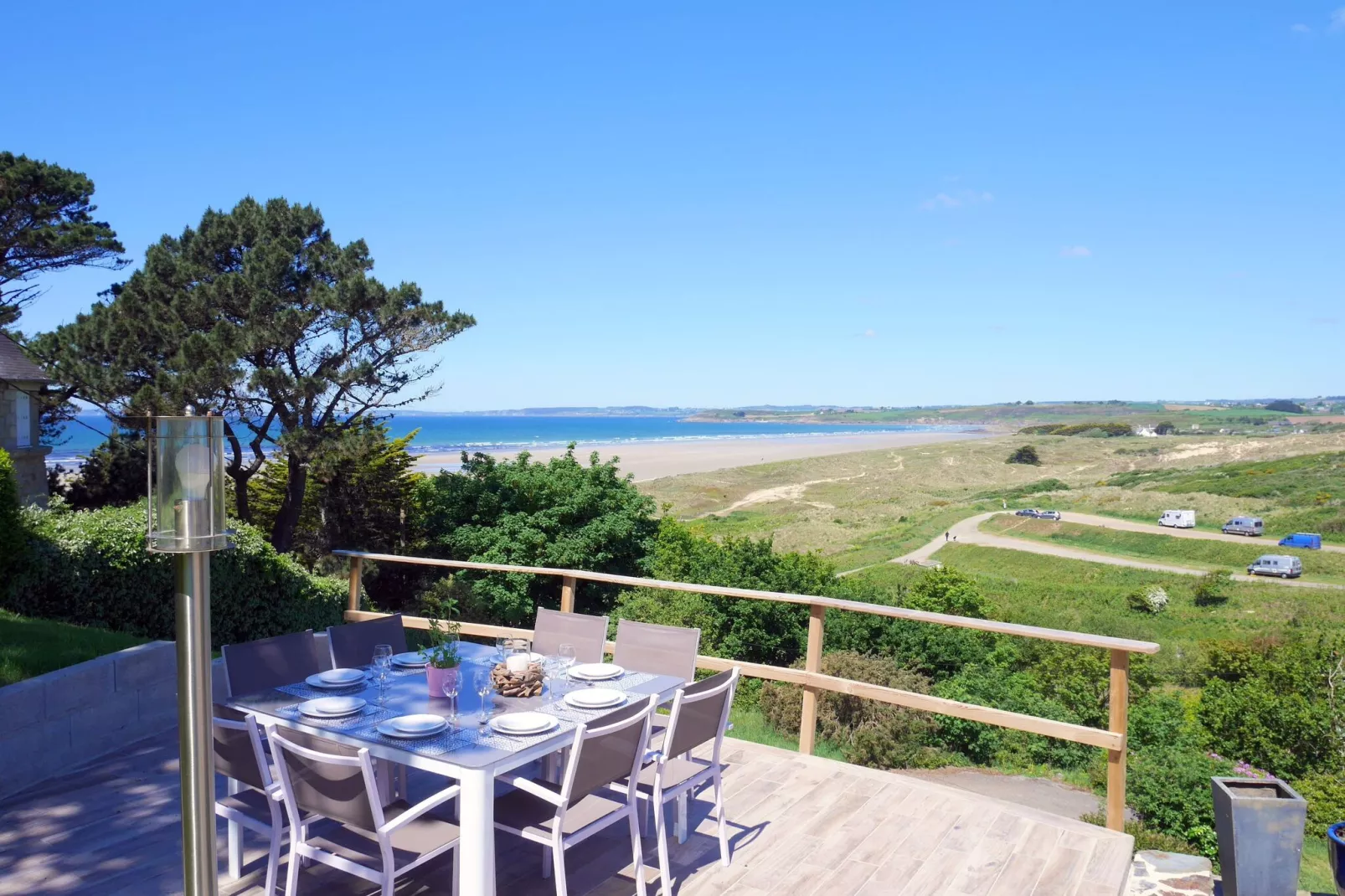 Ferienhaus mit Panorama-Meerblick Plonévez-Porzay-Terrassenbalkon