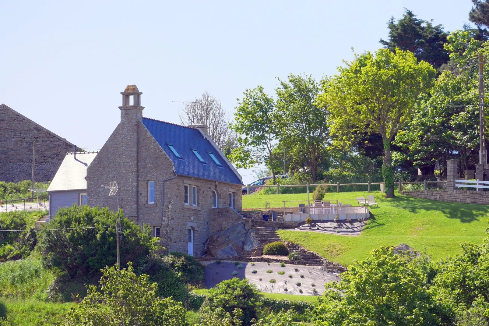 Ferienhaus mit Panorama-Meerblick Plonévez-Porzay-Außenbereich Sommer