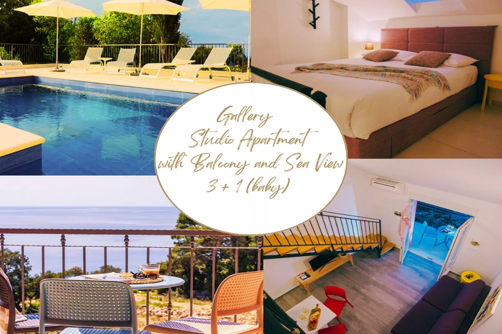 Apartments Villa Lukas - ''No.11'' Gallery Studio Apartment with Balcony and Sea View-Pool