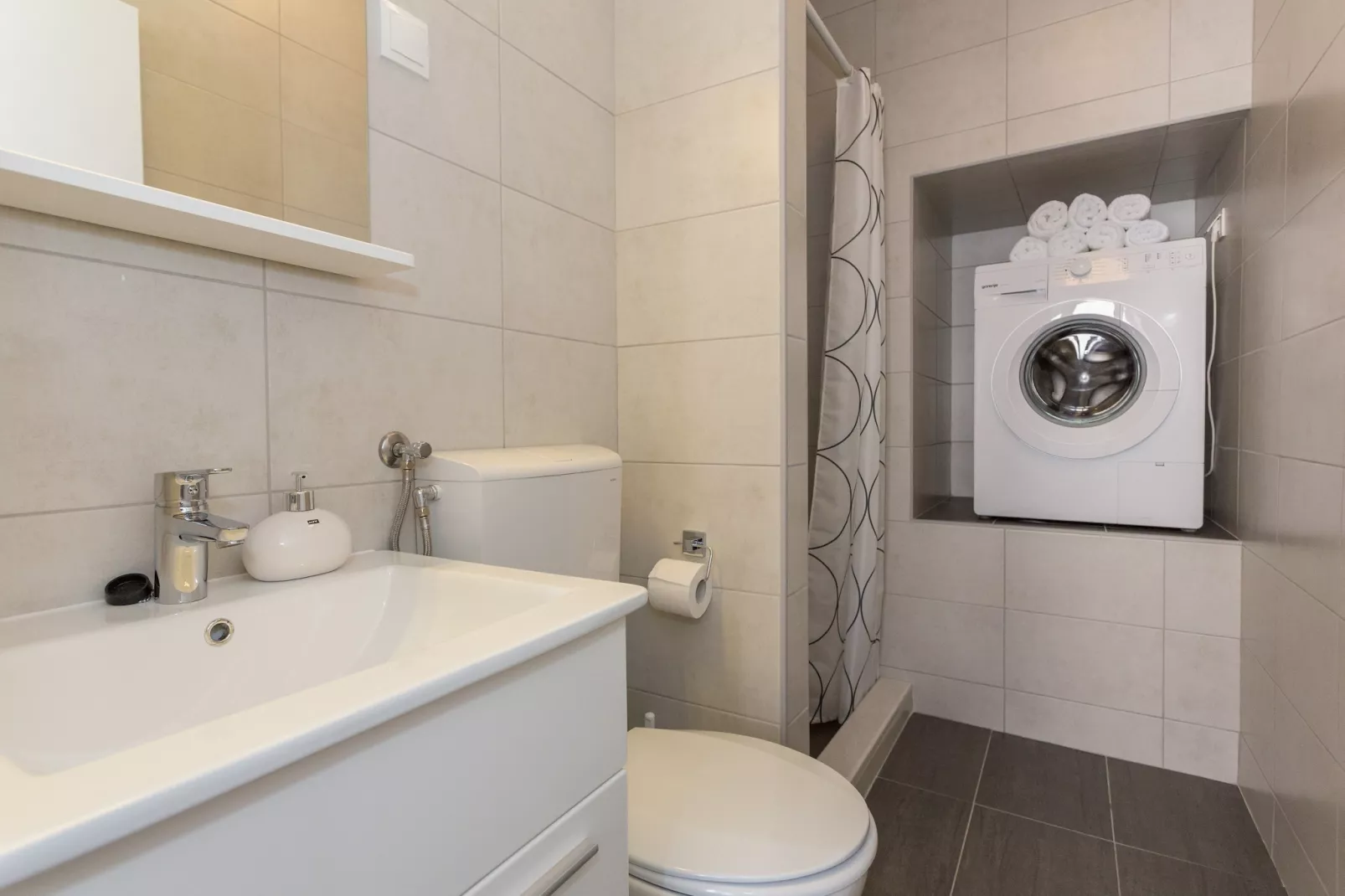 Apartments Oleander Sea View - One Bedroom Apartment with Terrace and Sea View (Mali)-Bathroom