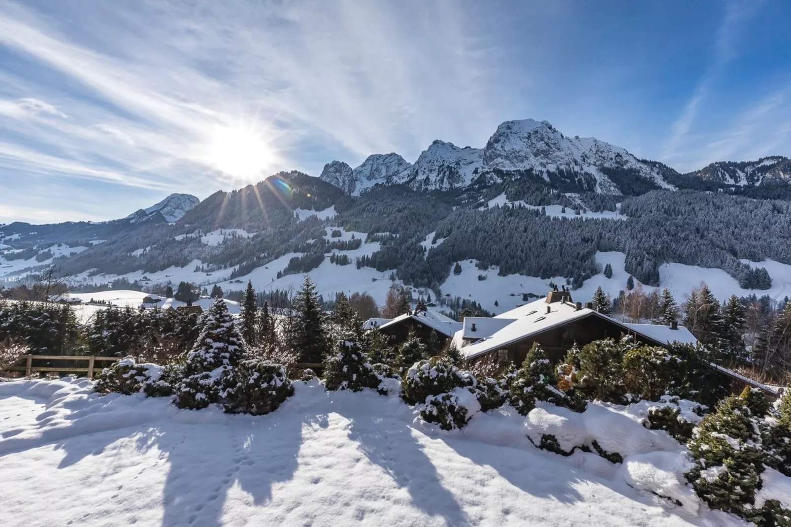 Beautiful Alpine Luxury Flat in Rougemont-View winter
