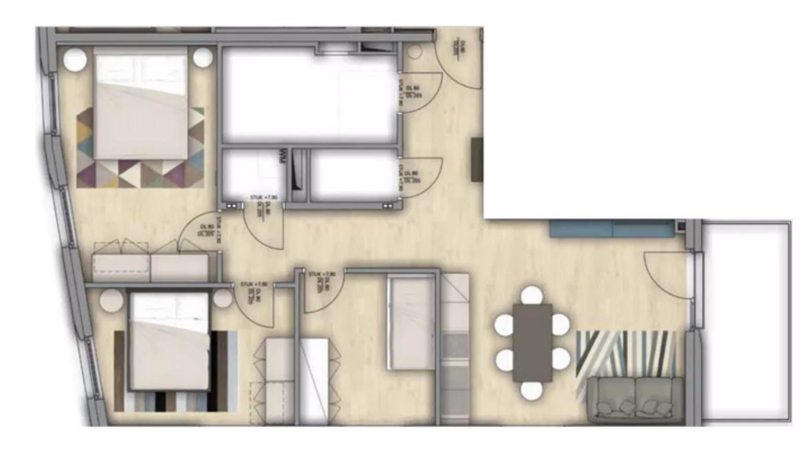 Cosy Grey and Big Ocean-Plan d'étage