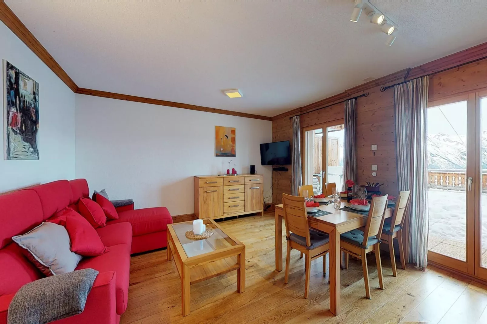 Hauts de Veysonnaz HV1 002 - SAUNA apartment 6 per-Living room