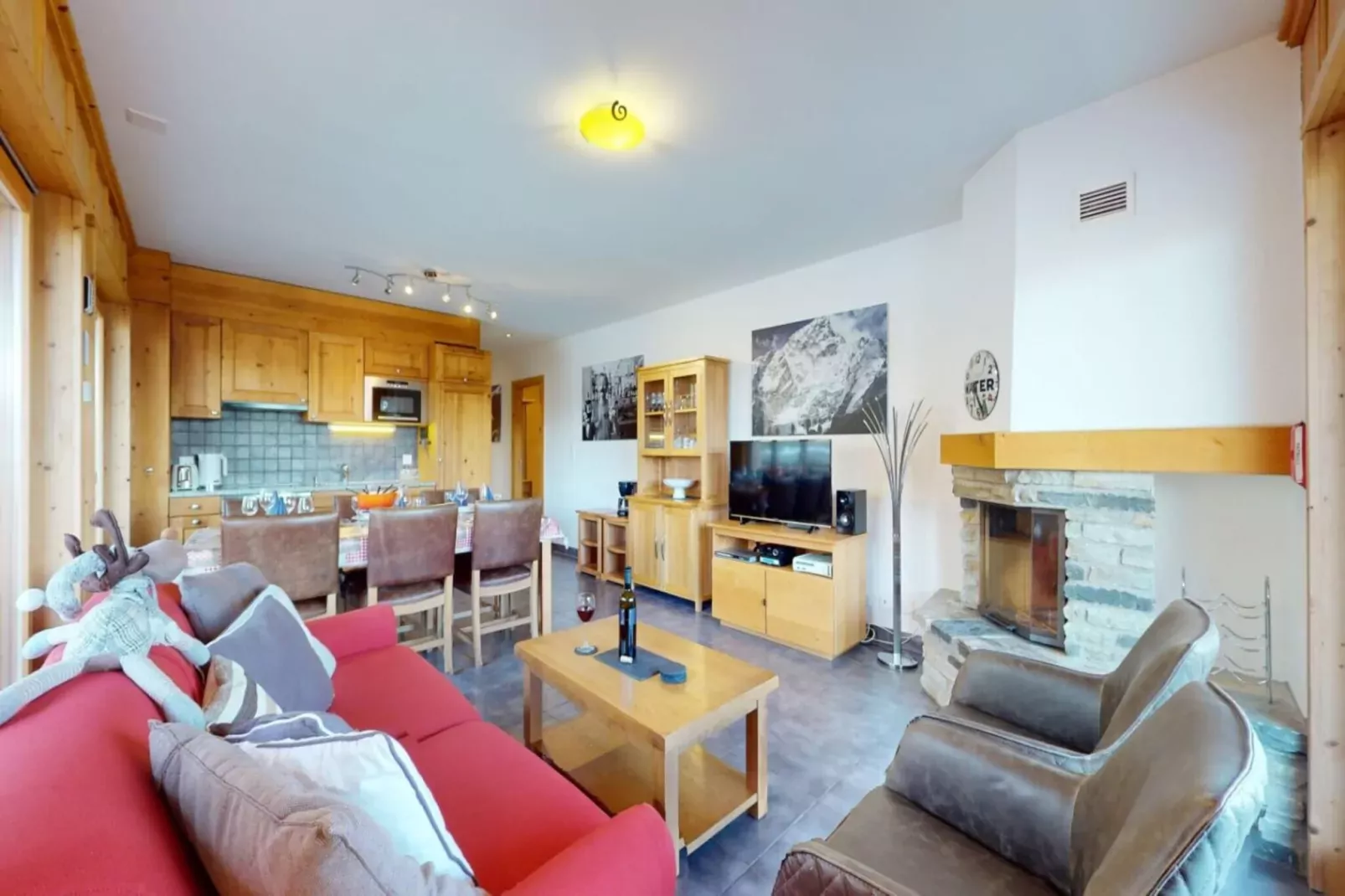 Hauts de Veysonnaz HV1 010 - SAUNA apartment 6 per-Living room