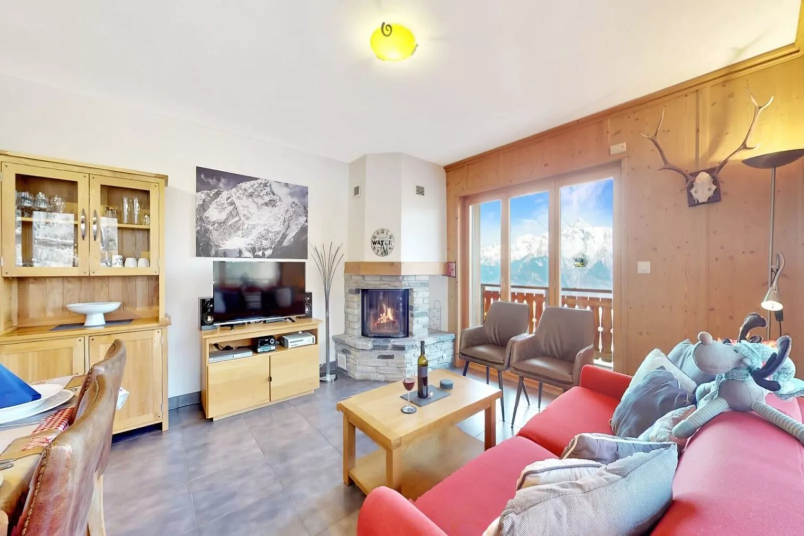 Hauts de Veysonnaz HV1 010 - SAUNA apartment 6 per-Living room