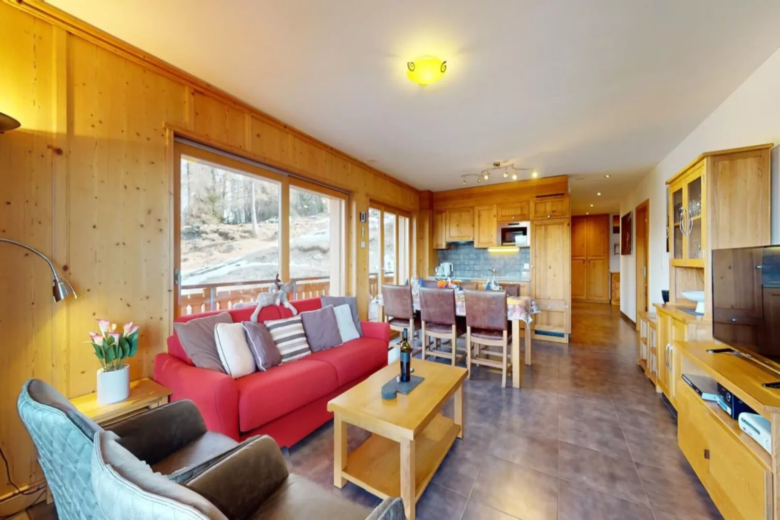 Hauts de Veysonnaz HV1 010 - SAUNA apartment 6 per-Living room
