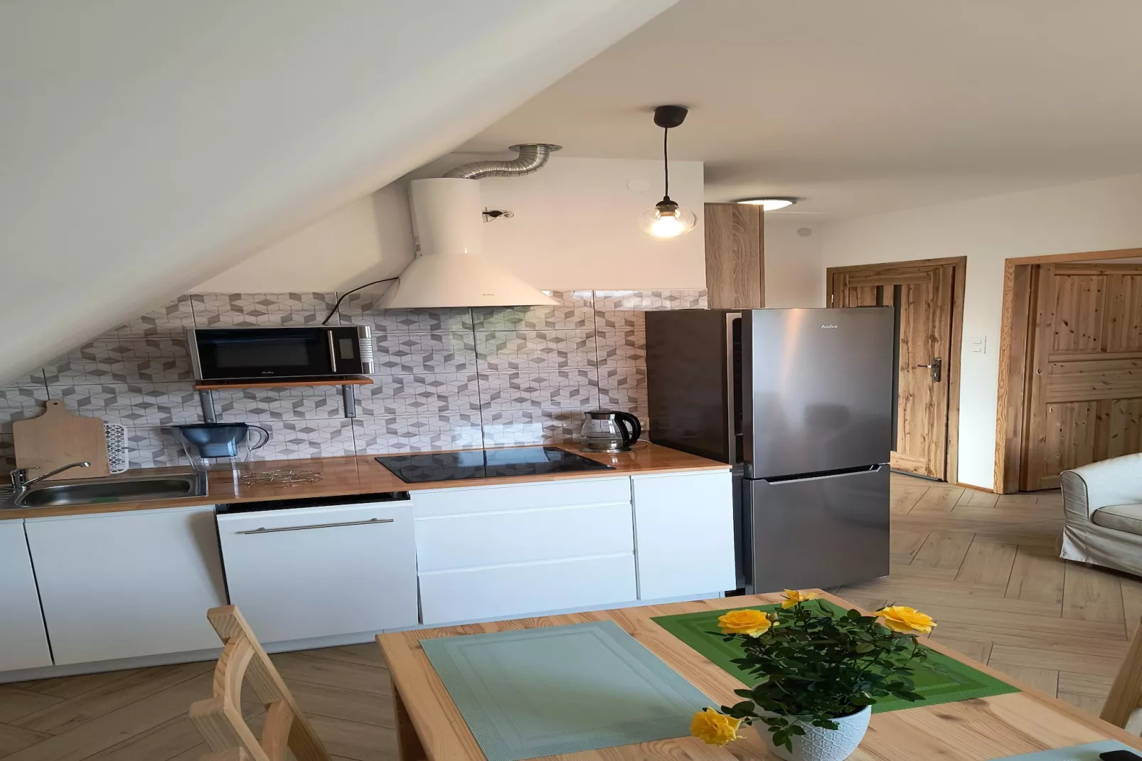 Apartament na piętrze z łóżkiem dwuosobowym-Kitchen
