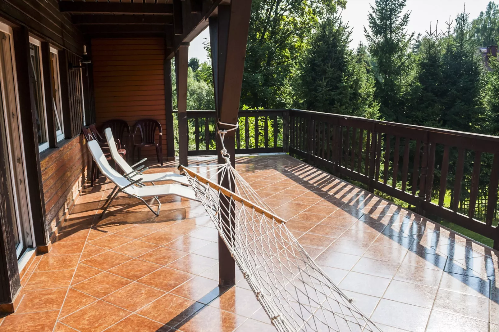 Holiday home in Szymbark-Terrace balcony