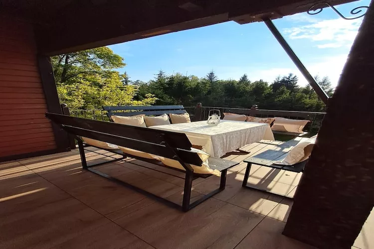 Holiday home in Szymbark-Terrace balcony