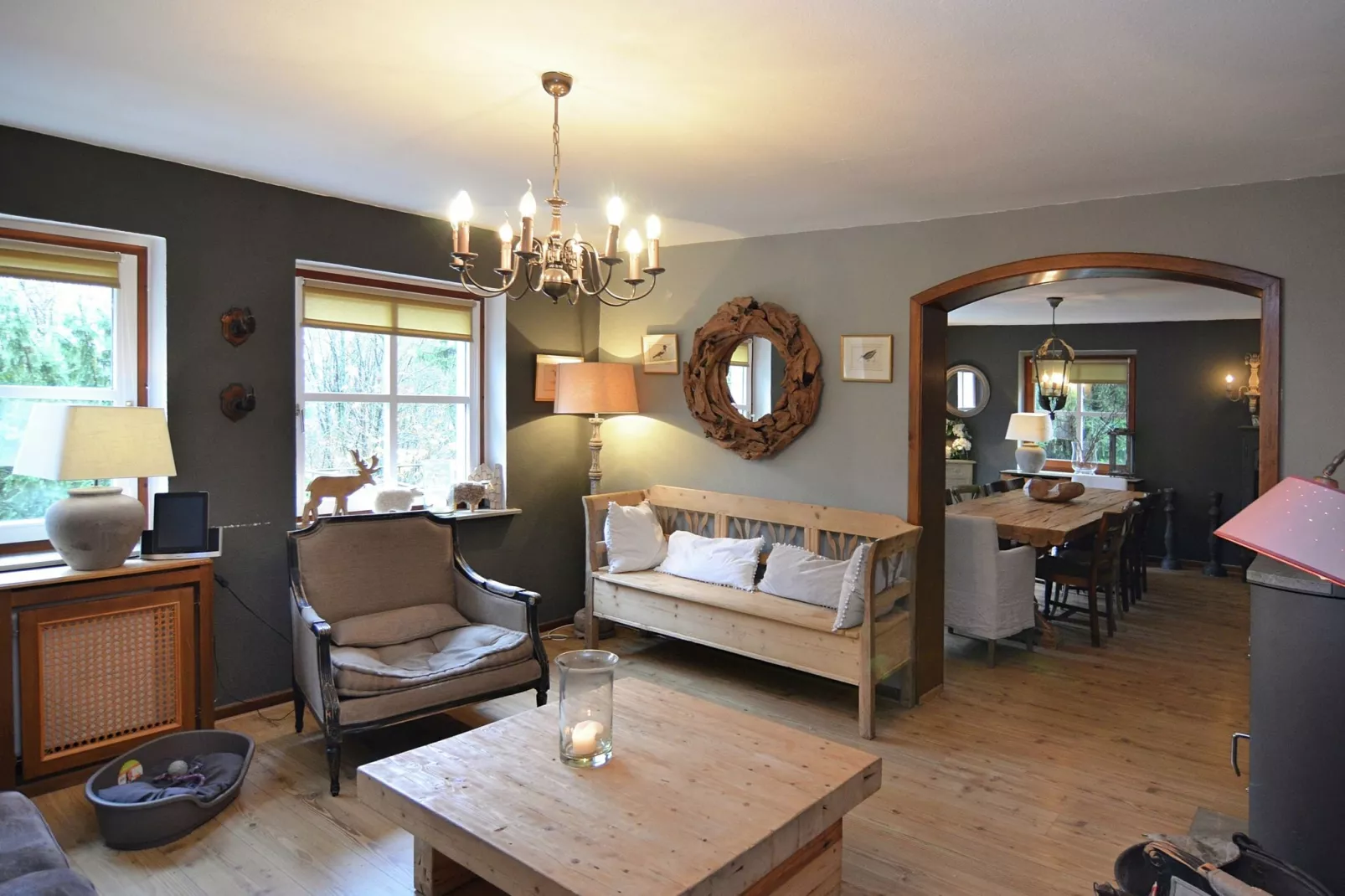 Idyllic holiday home near the ski area-Living room