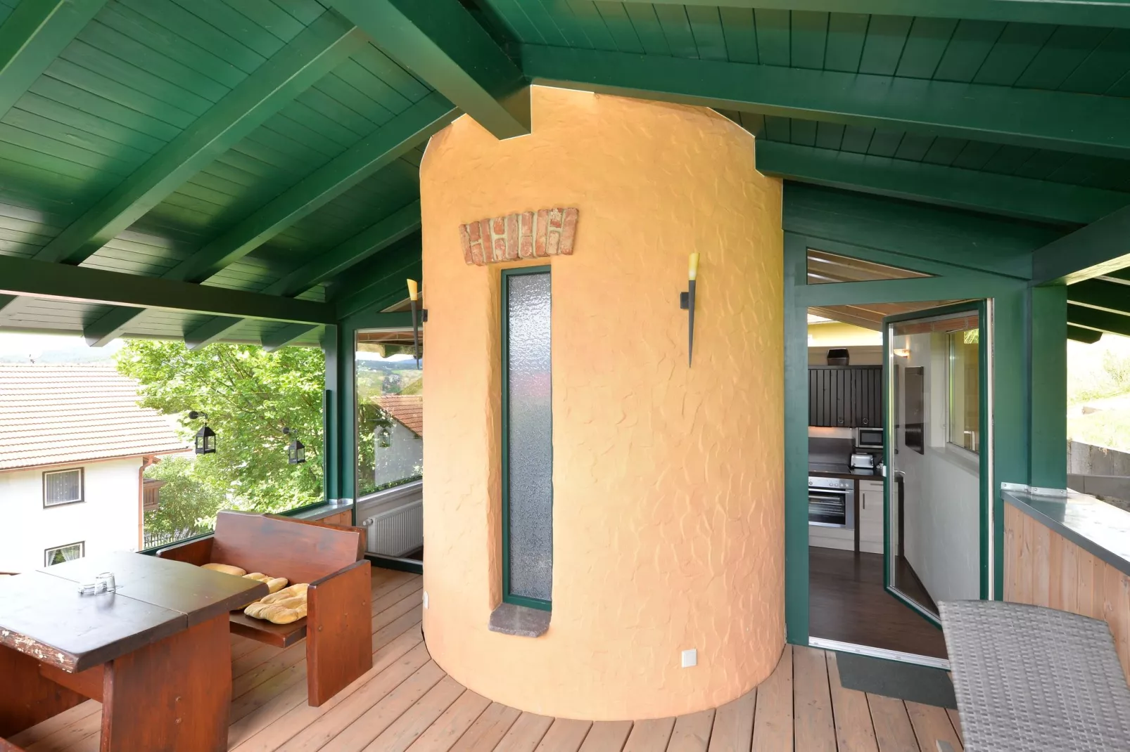Holiday home with sauna in Viechtach-Terrace balcony