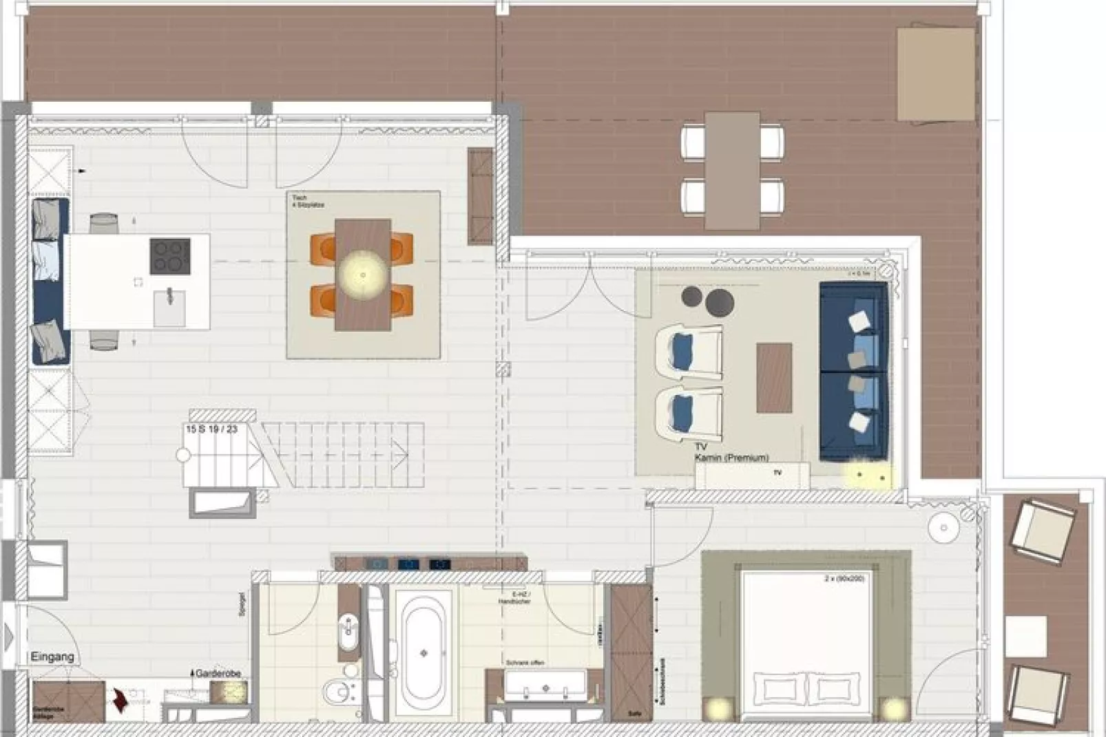Apartments im MAREMÜRITZ Yachthafen Resort & Spa / Mare Grand Maisonette Suite 2 Personen-Floor plan