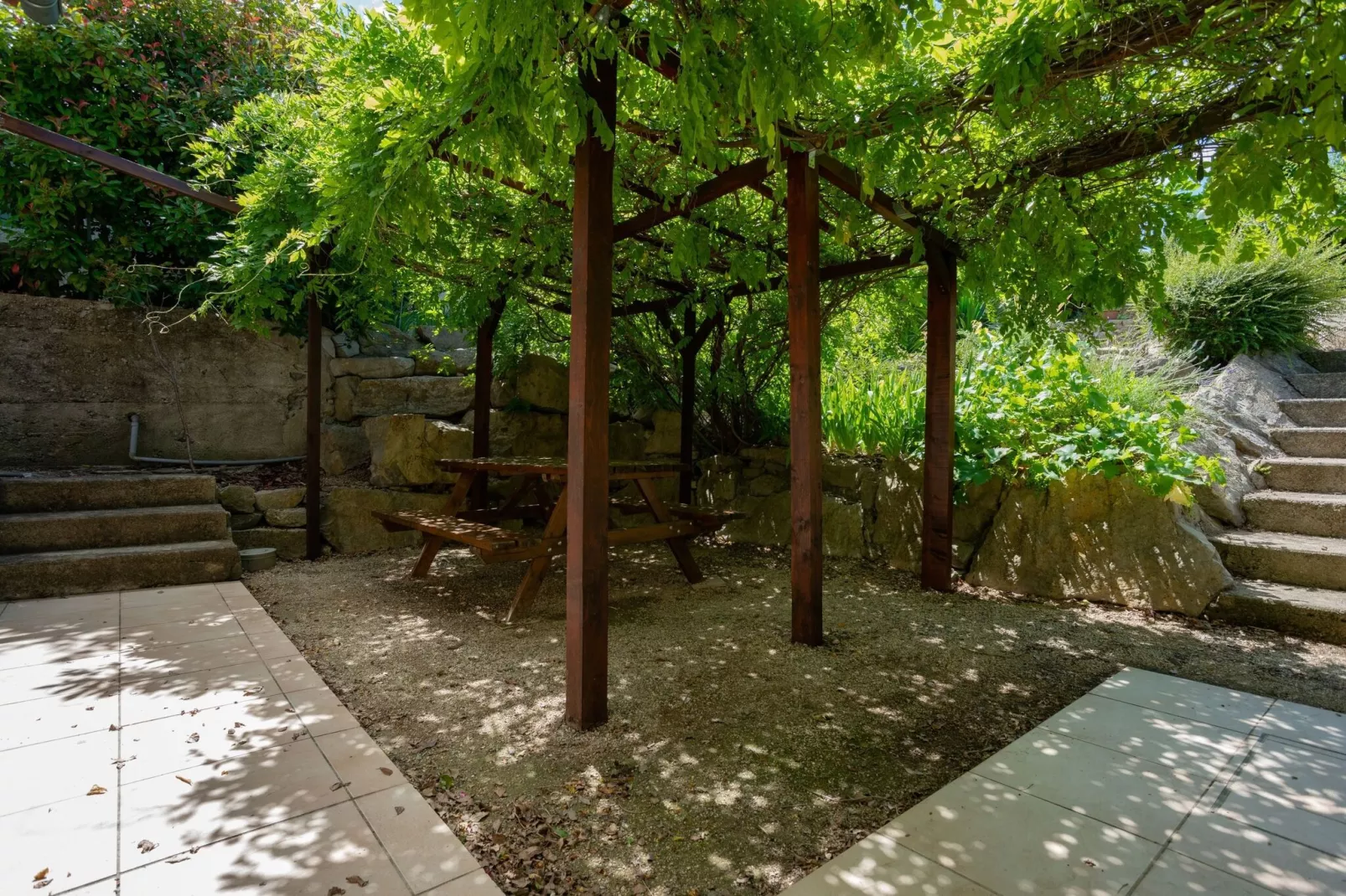 Cottage around a swimming pool in a small villa-Gardens summer