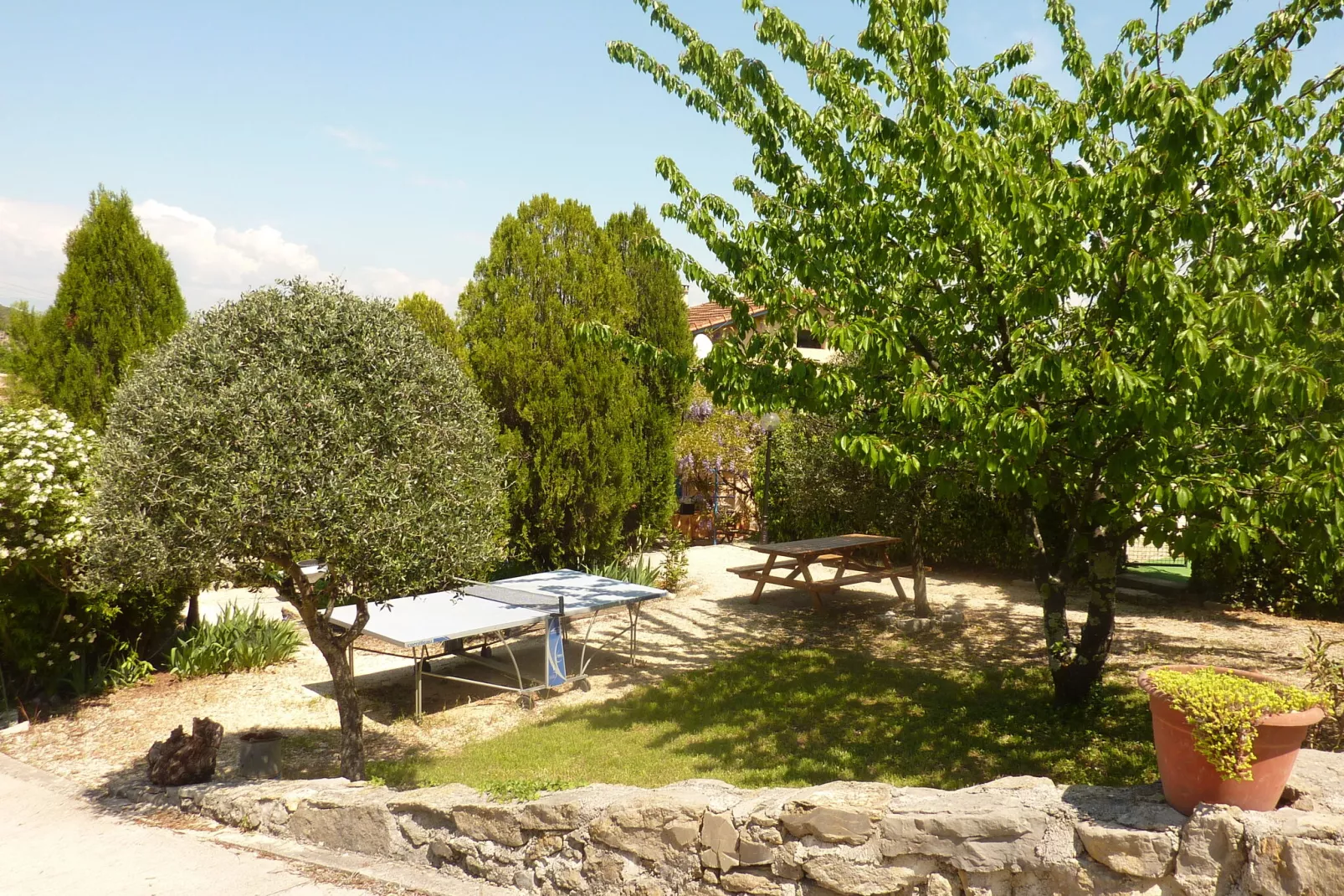 Cottage around a swimming pool in a small villa-Gardens summer