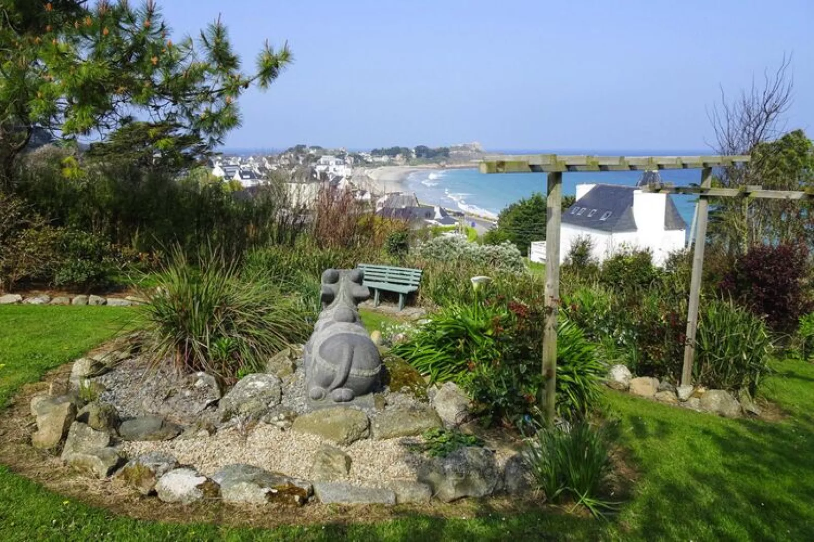Natural stone house with private Jacuzzi on Breton estate Plougasnou-Gardens summer